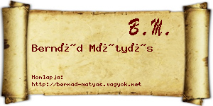 Bernád Mátyás névjegykártya